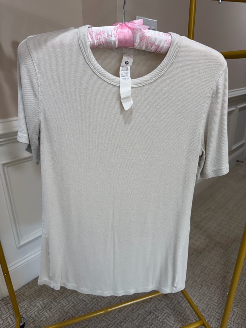 lululemon athletica Short-Sleeve Crewneck Top in Light Beige
